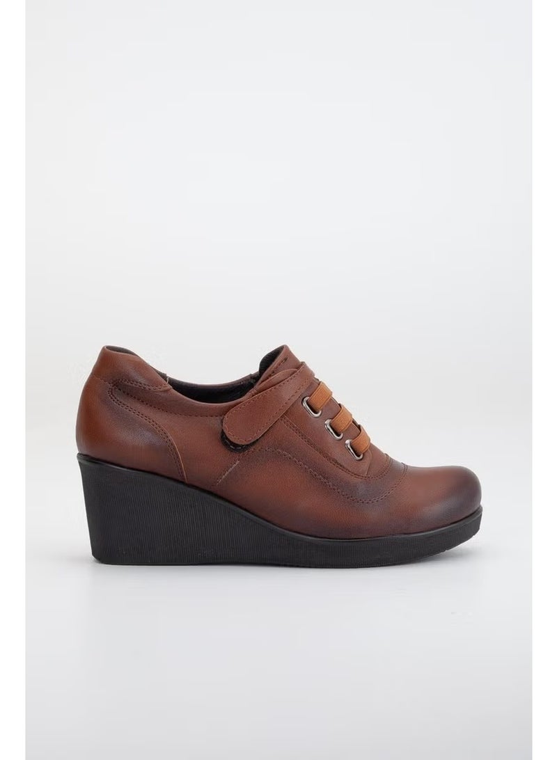 Padded Sole Velcro Elastic Band Tan Women's Casual Shoes - Image 3